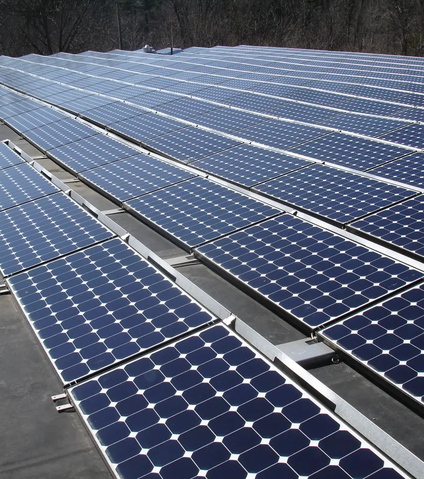 Solar Roofing Installation on a flat roof in Connecticut