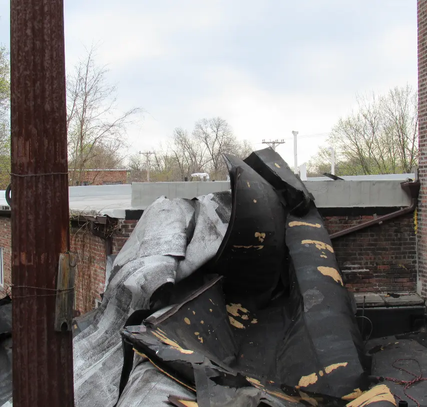 Roof Damage caused by a storm in Massachusetts 